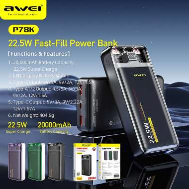 Powerbank - 20.000mah - P78K - 22.5W - AWEI - 004855