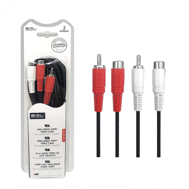 Καλώδιο σήματος RCA - 1546 - 2xRCA m-f/2xRCA m-f - 3m - 096230