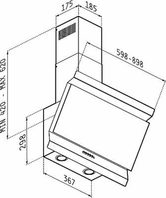 Pyramis Eleganto Απορροφητήρας Καμινάδα 90cm Μαύρος 065033001