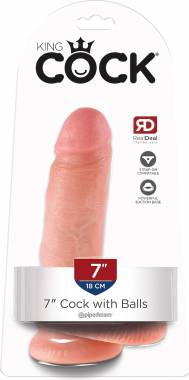 King Cock Ρεαλιστικό Dildo με Όρχεις και Βεντούζα Light 18cm -7 inch