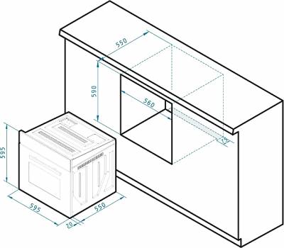 Pyramis 60ΑΠ 1007 Φούρνος άνω Πάγκου 66lt χωρίς Εστίες Π59.5εκ. Μαύρος 034006801