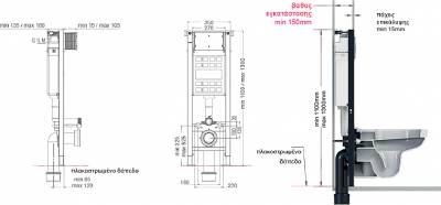 Karag T07-5113 Εντοιχιζόμενο Πλαστικό Καζανάκι Ορθογώνιο Χαμηλής Πίεσης