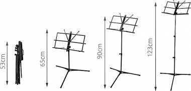 SPM Αναλόγιο Μουσικής Ύψους 65-123cm σε Μαύρο Χρώμα