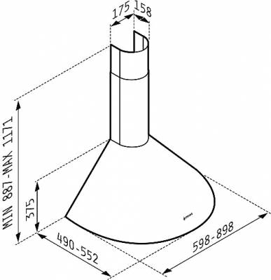 Pyramis Classic Στρογγυλός Απορροφητήρας Καμινάδα 90cm Inox 065017901