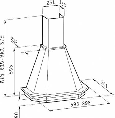 Pyramis Classic Ρουστίκ Απορροφητήρας Καμινάδα 90cm Λευκός 065018102