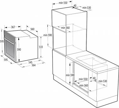 Gorenje BOS6747A01X Φούρνος άνω Πάγκου 77lt χωρίς Εστίες Π59.5εκ. Inox 034019501