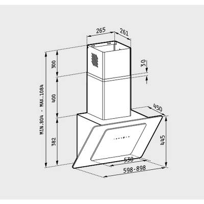 Pyramis Fiero Απορροφητήρας Καμινάδα 90cm Μαύρος 065023001