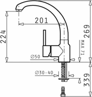 Pyramis Classic Armonica Μπαταρία Κουζίνας Πάγκου Iron Grey 090912101