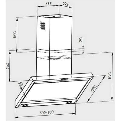 Pyramis Specieto Απορροφητήρας Καμινάδα 60cm Inox-Black 065039001