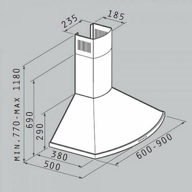 Pyramis Οβάλ Classic 90 Απορροφητήρας Καμινάδα 90cm Inox 065030501