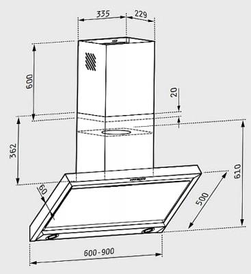 Pyramis Specieto Απορροφητήρας Καμινάδα 90cm Inox-Black 065039101