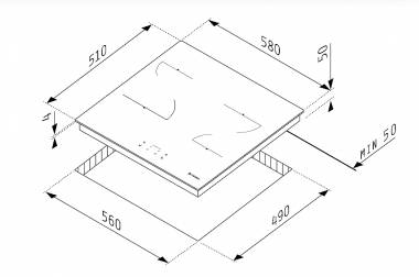 Pyramis PHC61410FMB Κεραμική Εστία Αφής Χωρίς Πλαίσιο 60cm 174020030