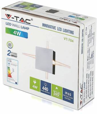 V-TAC LED VT-704 Στεγανό Επιτοίχιο Εξωτερικό Φωτιστικό Λευκό