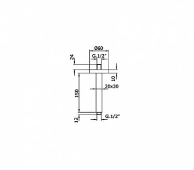 6467 ΒΡΑΧΙΟΝΑΣ ΟΡΟΦΗΣ ΤΕΤΡΑΓΩΝΟΣ 15cm (6667)6467 SQUARE CEILING SHOWER ARM 15cm (6667)