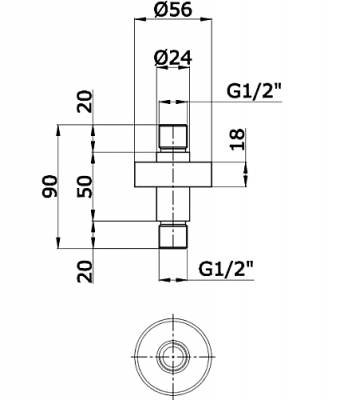 6487 ΒΡΑΧΙΟΝΑΣ ΟΡΟΦΗΣ ΣΤΡΟΓΓΥΛΟΣ 9cm (6687)6487 ROUND CEILING SHOWER ARM 9cm (6687)