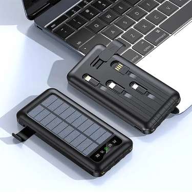 Powerbank με ηλιακό πάνελ - 4in1 - 10.000mah - KJ495 - 810378 - Black