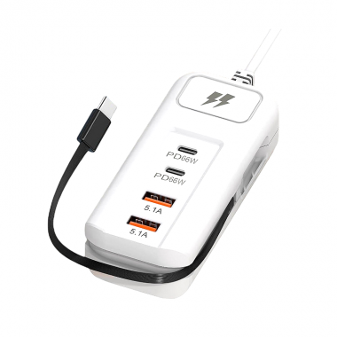 Αντάπτορας φόρτισης Fast Charge με 2 θύρες USB-A & Type-C & καλώδιο Type-C - JG-01 - 811726