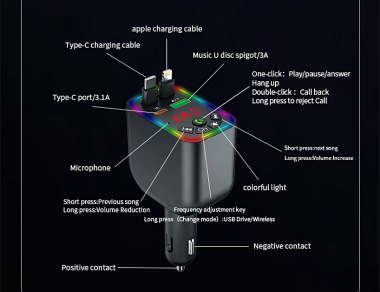 Transmitter αυτοκινήτου Bluetooth με 2 καλώδια φόρτισης - Y5 - 811763