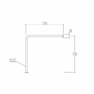 82004  ΑΜΕΑ ΜΠΑΡΑ ΣΤΗΡΙΞΗΣ ΓΩΝΙΑΚΗ 1 ΠΟΔΙ 75x75cm INOX ΧΡΩΜΕ