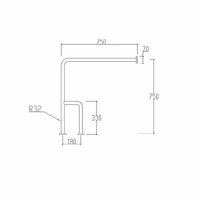 82005  ΑΜΕΑ ΜΠΑΡΑ ΣΤΗΡΙΞΗΣ ΓΩΝΙΑΚΗ 2 ΠΟΔΙΑ 75x75cm INOX ΧΡΩΜΕ