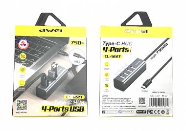 Αντάπτορας USB 2.0 Hub με 4 θύρες - Type-C - CL-122T - AWEI - 888070