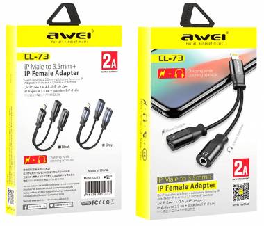 Αντάπτορας Lightning male σε Jack 3.5mm/Lightning female - CL-73 - AWEI - 888148