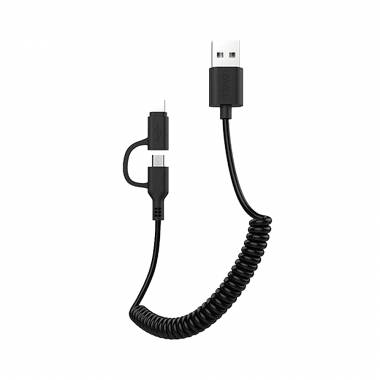 Καλώδιο φόρτισης & data 2in1 σπιράλ - Micro USB & Lightning - CL-53 - 1m - AWEI - 888209