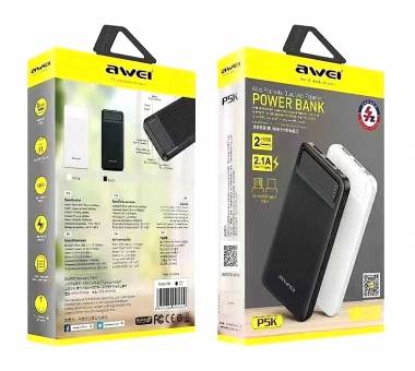 Powerbank - 10.000mah - P5K - AWEI - 001489 - White