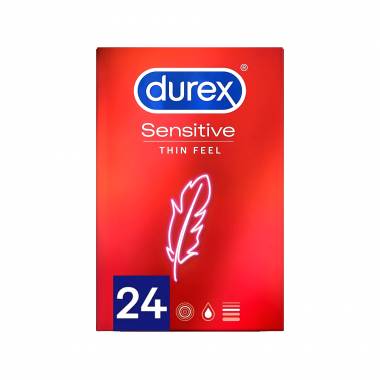 Durex Durex Sensitive Προφυλακτικά Λεπτά για Μεγαλύτερη Ευαισθησία, 24τεμ