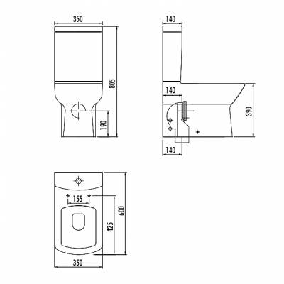 QUADRO SET BACK TO WALL ΜΑΥΡΟ ΜΑΤ (LR360BM-LR410BM-KC1603BM-IT2500) (LR 3600NS)