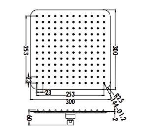 SH3030 ΚΕΦΑΛΗ ΤΕΤΡΑΓΩΝΗ ΧΡΩΜΕ SS304  30x30cm