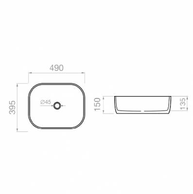 Pyramis Erida Επικαθήμενος Νιπτήρας Πορσελάνης 490*395*150mm Μαύρος 023020201