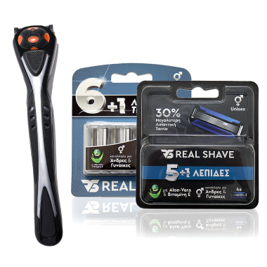 Realshave: 8τεμ. ανταλλακτικά ξυραφάκια (4τεμ. 6 λεπίδων + 4 τεμ. 5 λεπίδων +Λαβή)