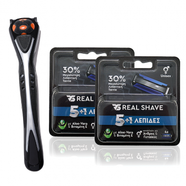 Realshave: 8τεμ. ανταλλακτικά ξυραφάκια 5 λεπίδων + Λαβή