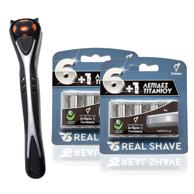 Realshave: 8τεμ. ανταλλακτικά ξυραφάκια 6 λεπίδων +  Λαβή