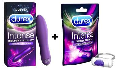 Durex Intense delight Bullet 9cm + Durex Intense Vibrations Cock Ring Sex Toy