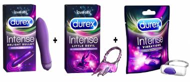 Durex Delight Bullet  9cm + Durex Intense Little Devil + Durex Intense Vibrations Cock Ring Sex toy