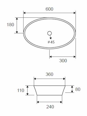 KARAG LT 1132 Επικαθήμενος Νιπτήρας Μπάνιου 600x360x110mm