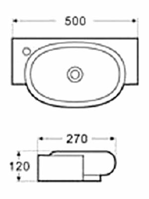 Karag LT 5037 Επιτοίχιος Κρεμαστός / Επικαθήμενος Νιπτήρας Πορσελάνης 50x27cm Λευκός