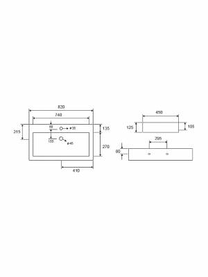 Karag LT2213 Επιτοίχιος Κρεμαστός Νιπτήρας Πορσελάνης 82x45cm Λευκός