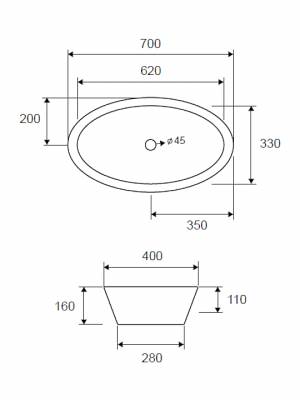 Karag LT3043 Επικαθήμενος Νιπτήρας Πορσελάνης 69x40cm Λευκός