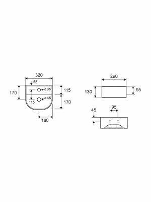 Karag LT5062 Επιτοίχιος Κρεμαστός / Επικαθήμενος Νιπτήρας Πορσελάνης 32x29cm Λευκός