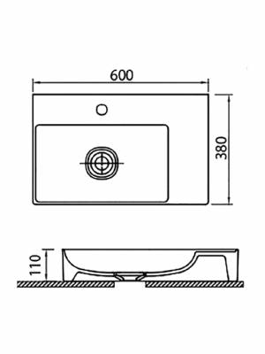 Karag Infinity Επικαθημενος Νιπτήρας Πορσελάνης 60x38cm Λευκός 6160