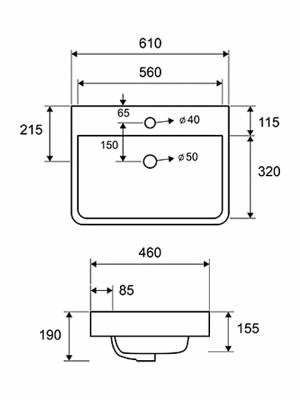 Karag LT4025 Επικαθήμενος Νιπτήρας Πορσελάνης 61x46cm Λευκός