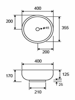 Karag LT3065 Επικαθήμενος Νιπτήρας Πορσελάνης 40x40x17cm Λευκός