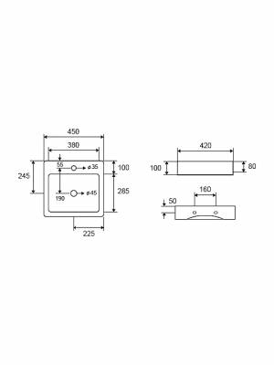 Karag LT5032 Επιτοίχιος Κρεμαστός / Επικαθήμενος Νιπτήρας Πορσελάνης 45x42cm Λευκός