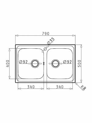 Pyramis Athena Extra 2B Ένθετος Νεροχύτης Inox Σατινέ Μ79xΠ50cm Ασημί 107153101