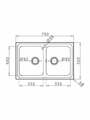 Pyramis Alea 2B Ένθετος Νεροχύτης Inox Σατινέ Μ79xΠ50cm Ασημί 107157601