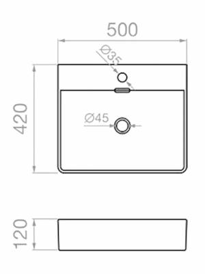 Pyramis Nolana Επικαθήμενος Νιπτήρας Πορσελάνης 50x42cm Λευκός 023017101