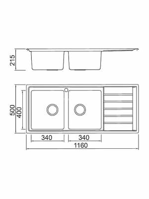 Karag BL 658 Ένθετος Νεροχύτης Inox Σατινέ Μ116xΠ50cm Ασημί